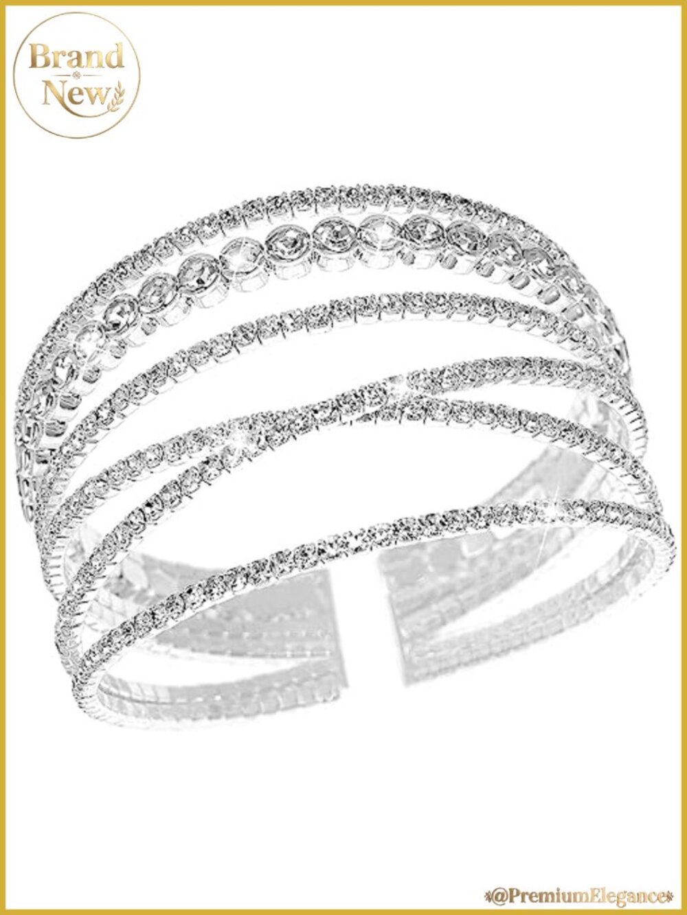 Multilayer Rhinestone Cuff Bracelet for Women Bridal Crystal Jewelry